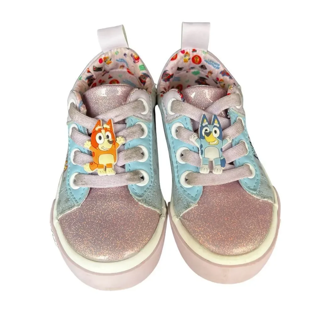 BLUEY BINGO toddler pink blue pastel slip on shoes sneakers groundup sz 7